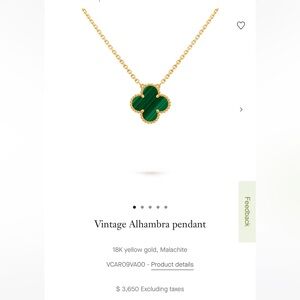 Vintage Alhambra pendant 18K yellow gold,  in Malachite